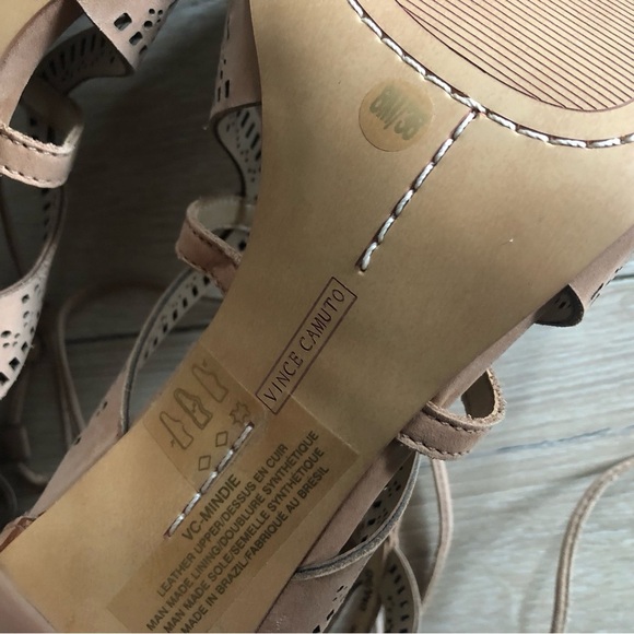Vince Camuto Leather Gladiator Cutout Sandals in Beige Size 8/38 - Picture 13 of 13